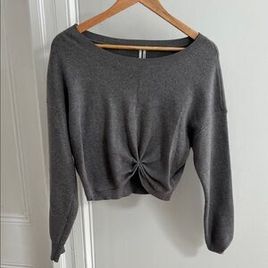 Anthropologie Crop Gray Twist Sweater